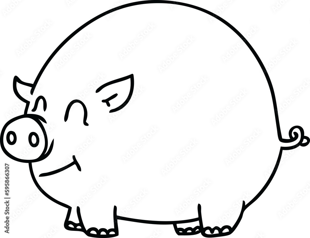 line drawing quirky cartoon pig line drawing quirky cartoon pig