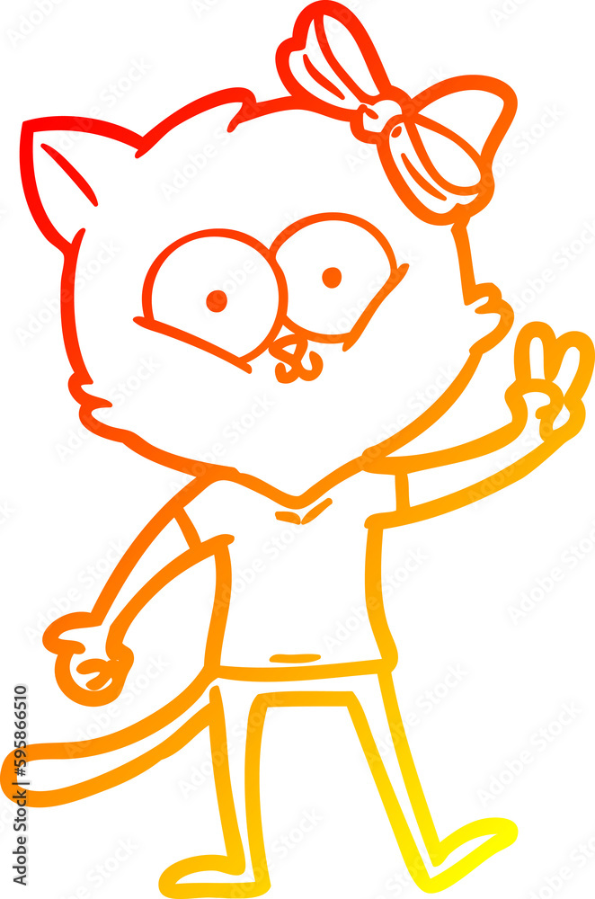 Fototapeta premium warm gradient line drawing of a cartoon cat