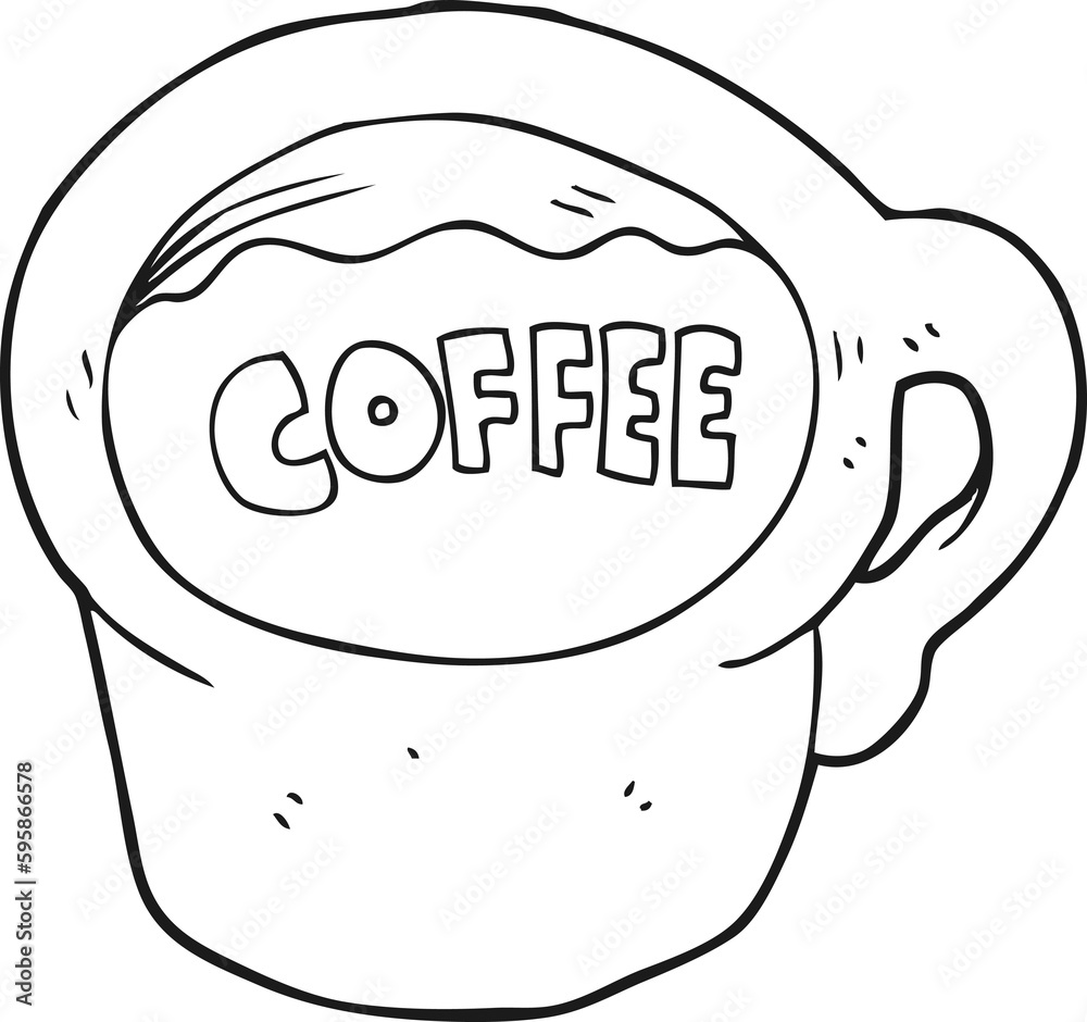freehand drawn black and white cartoon coffee mug freehand drawn black and white cartoon coffee mug