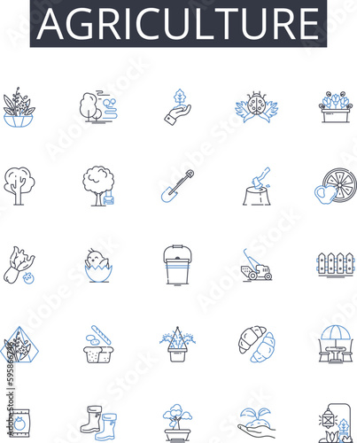Agriculture line icons collection. Farming, Cultivation, Horticulture, Agronomy, Gardening, Agribusiness, Rural Industry vector and linear illustration. Soil Science,Crop Management,Animal Husbandry