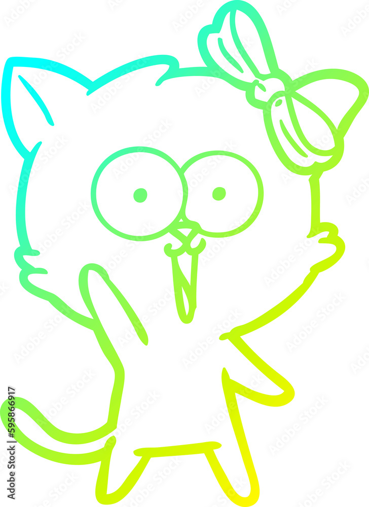 cold gradient line drawing of a cartoon cat cold gradient line drawing of a cartoon cat