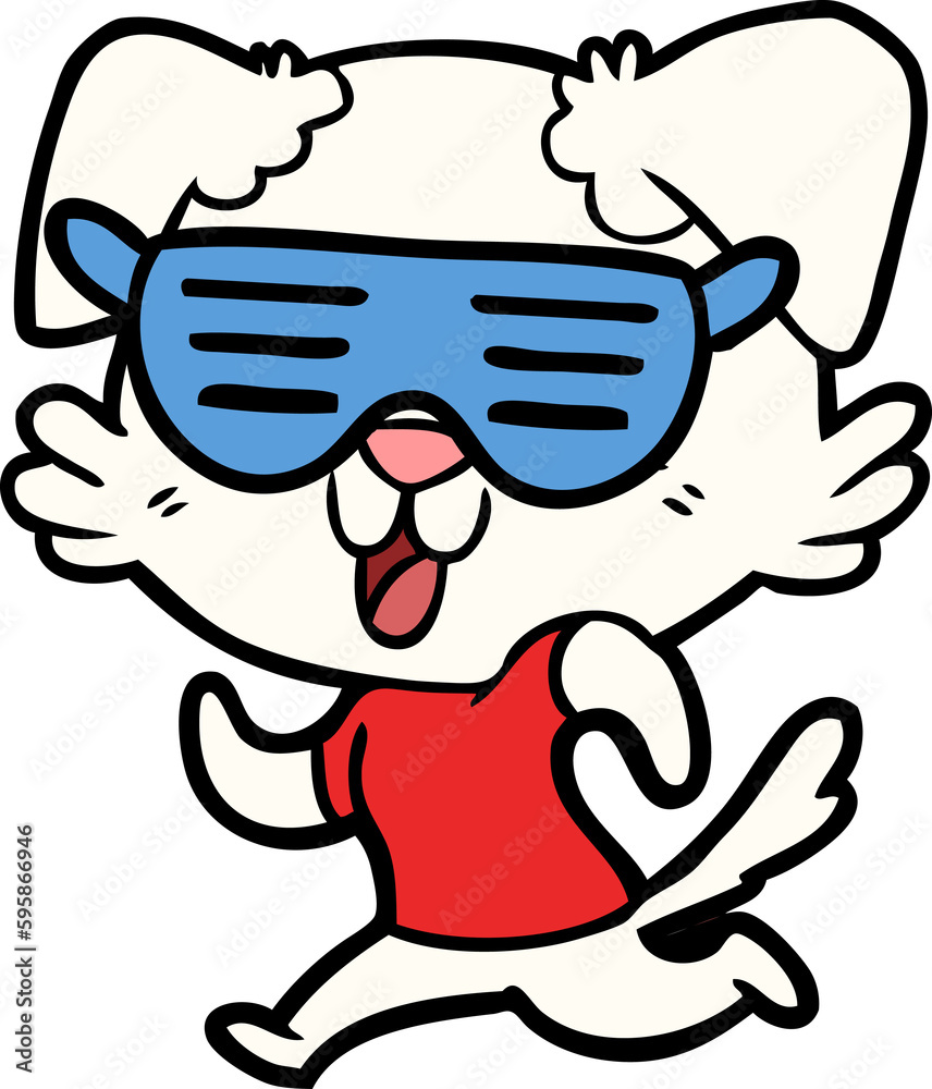 laughing cartoon dog jogging in cool shades laughing cartoon dog jogging in cool shades
