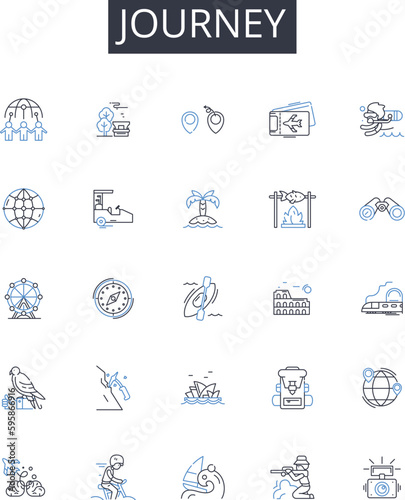 Journey line icons collection. Textile, Fabric, Leather, Wood, Metal, Plastic, Paper vector and linear illustration. Glass,St,Ceramic outline signs set