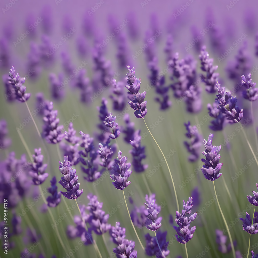 Naklejka premium Lavender flowers in field. Generative AI