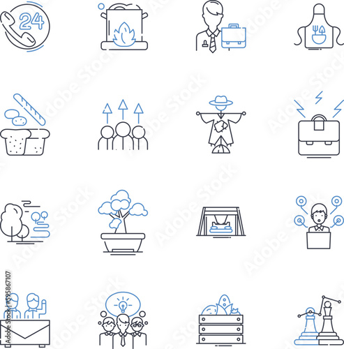 Legal sector line icons collection. Litigation, Attorney, Consultation, Contract, Patent, Arbitration, Compliance vector and linear illustration. Defendant,Plaintiff,Evidence outline signs set