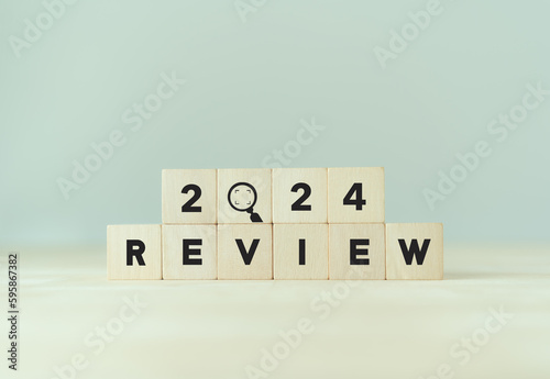 2024 Annual review, business and customer review. Review evaluation time for review inspection assessment auditing. Learning, improvement, planning and development. End of year business concept.