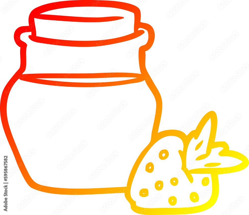 warm gradient line drawing of a jar of strawberry jam warm gradient line drawing of a jar of strawberry jam
