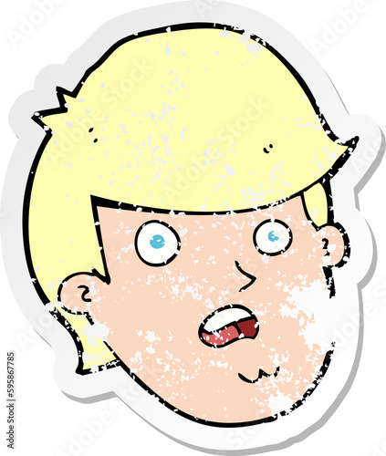 retro distressed sticker of a cartoon man with big chin