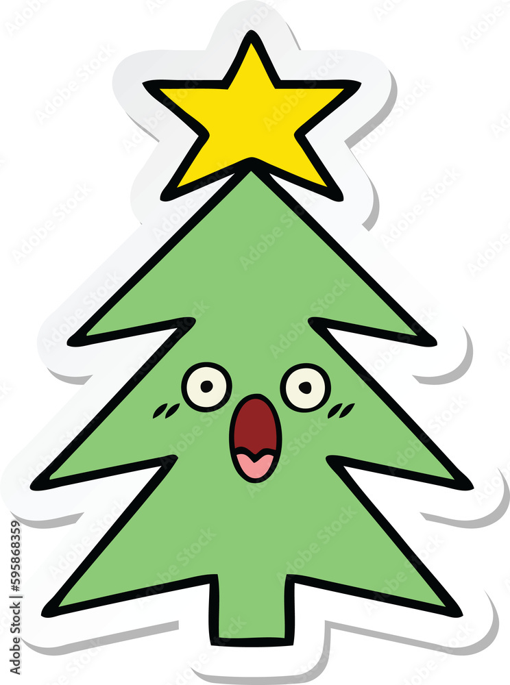 sticker of a cute cartoon christmas tree sticker of a cute cartoon christmas tree
