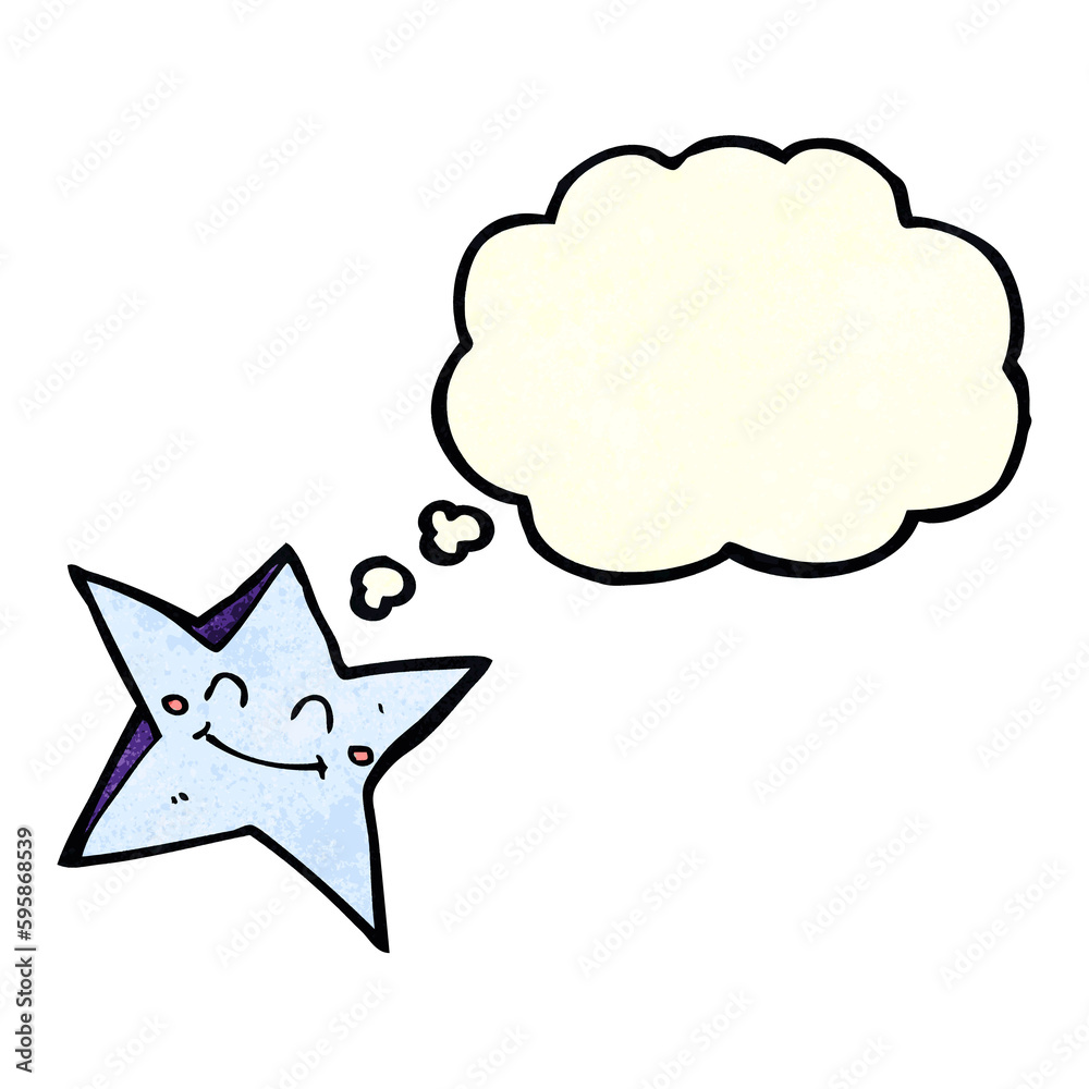 cartoon happy star character with thought bubble cartoon happy star character with thought bubble