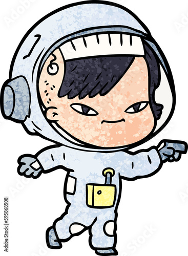 cartoon astronaut woman