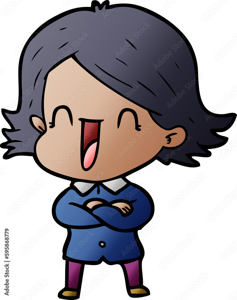 Fototapeta premium cartoon laughing woman