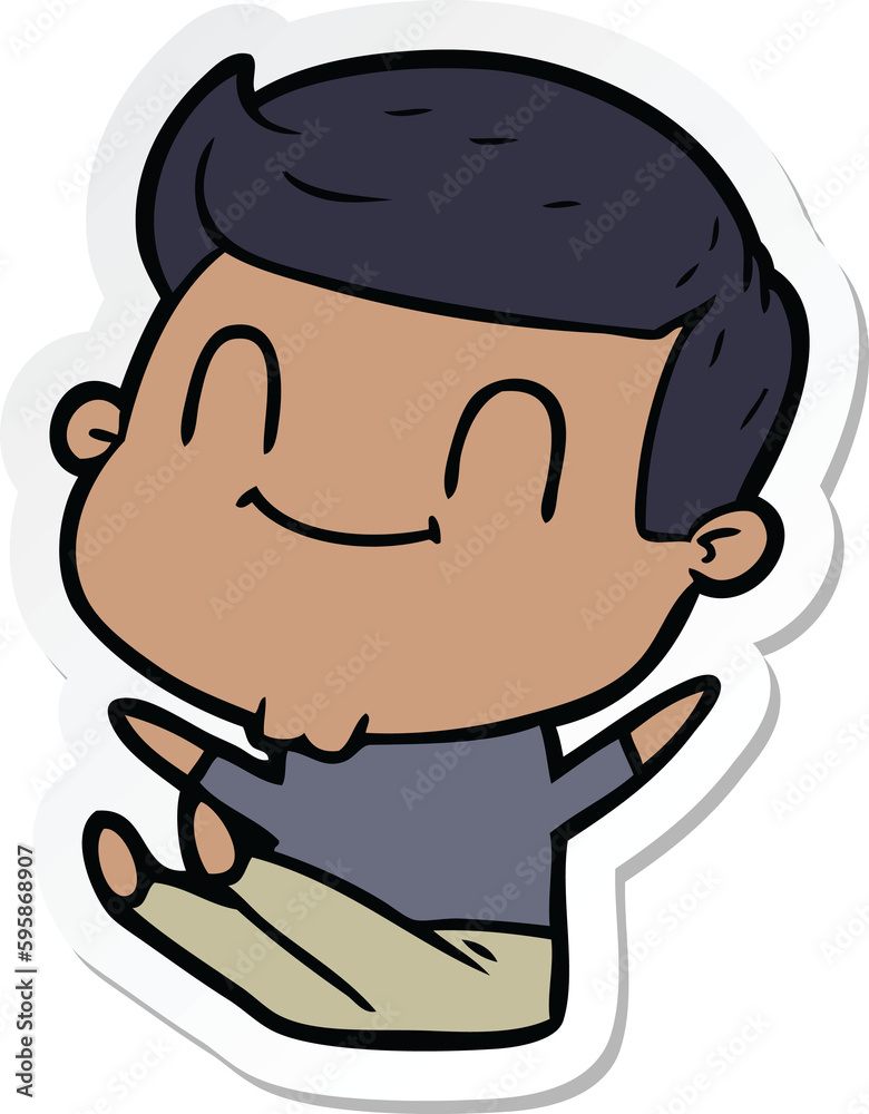 sticker of a cartoon friendly man sticker of a cartoon friendly man