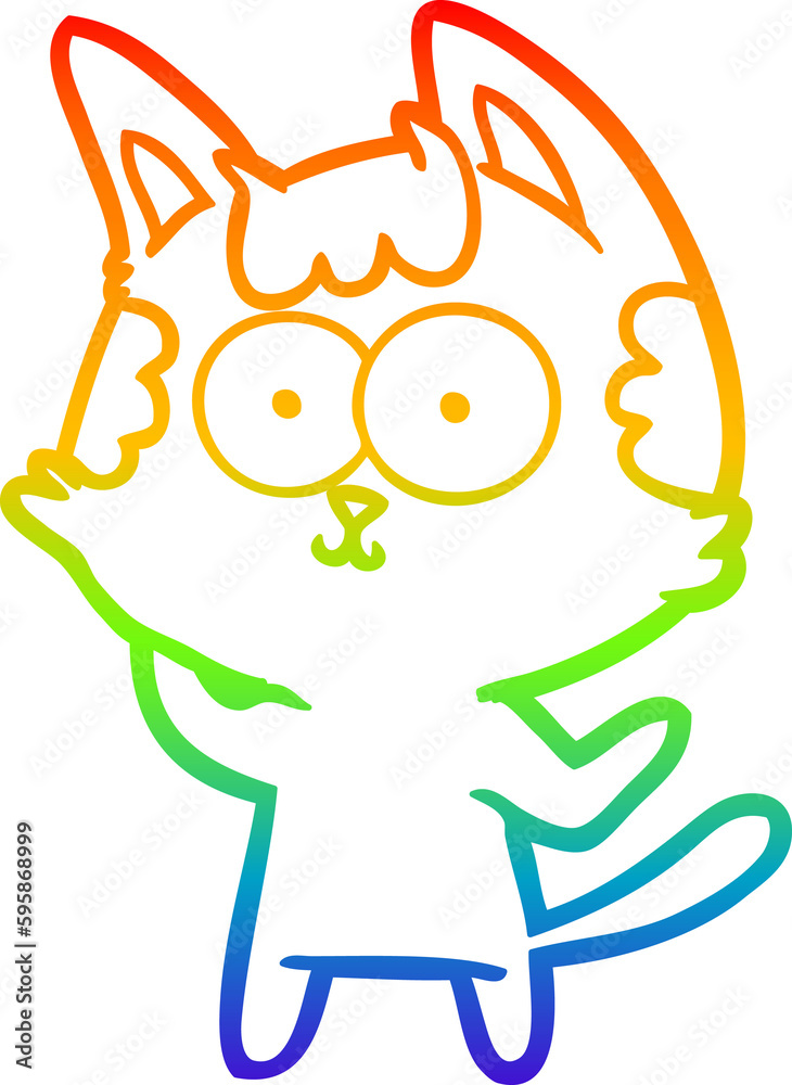 rainbow gradient line drawing of a happy cartoon cat rainbow gradient line drawing of a happy cartoon cat