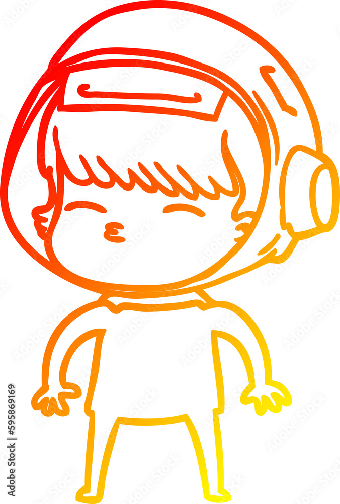 warm gradient line drawing of a cartoon curious astronaut warm gradient line drawing of a cartoon curious astronaut