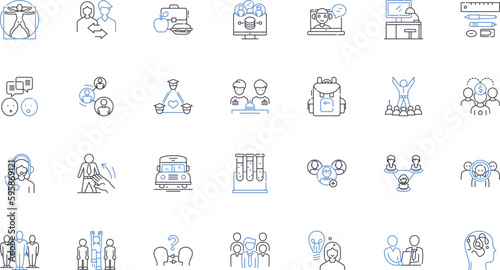 Game-based learning line icons collection. Engagement, Learning, Gamification, Motivation, Fun, Interactivity, Feedback vector and linear illustration. Challenge,Collaboration,Reward outline signs set