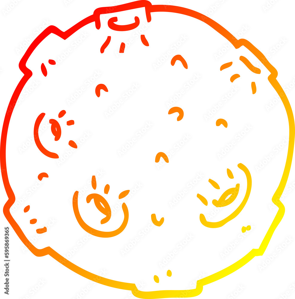 warm gradient line drawing of a cartoon moon with craters warm gradient line drawing of a cartoon moon with craters