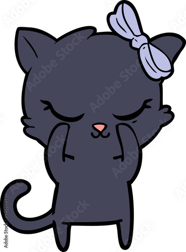 cute cartoon cat with bow © lineartestpilot