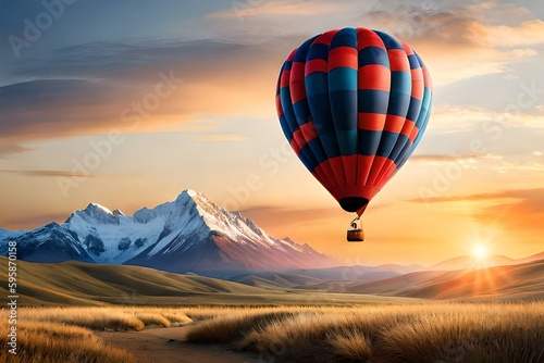 Hot air balloon with a beautiful view generative ai