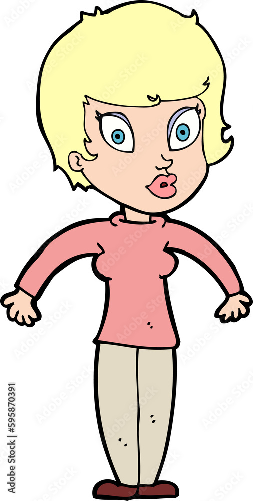 cartoon woman shrugging shoulders