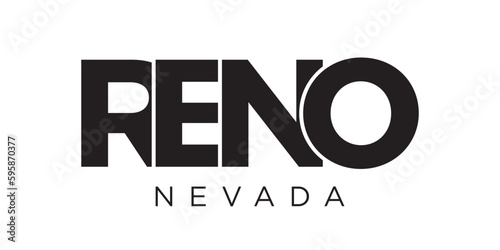 Reno, Nevada, USA typography slogan design. America logo with graphic city lettering for print and web.