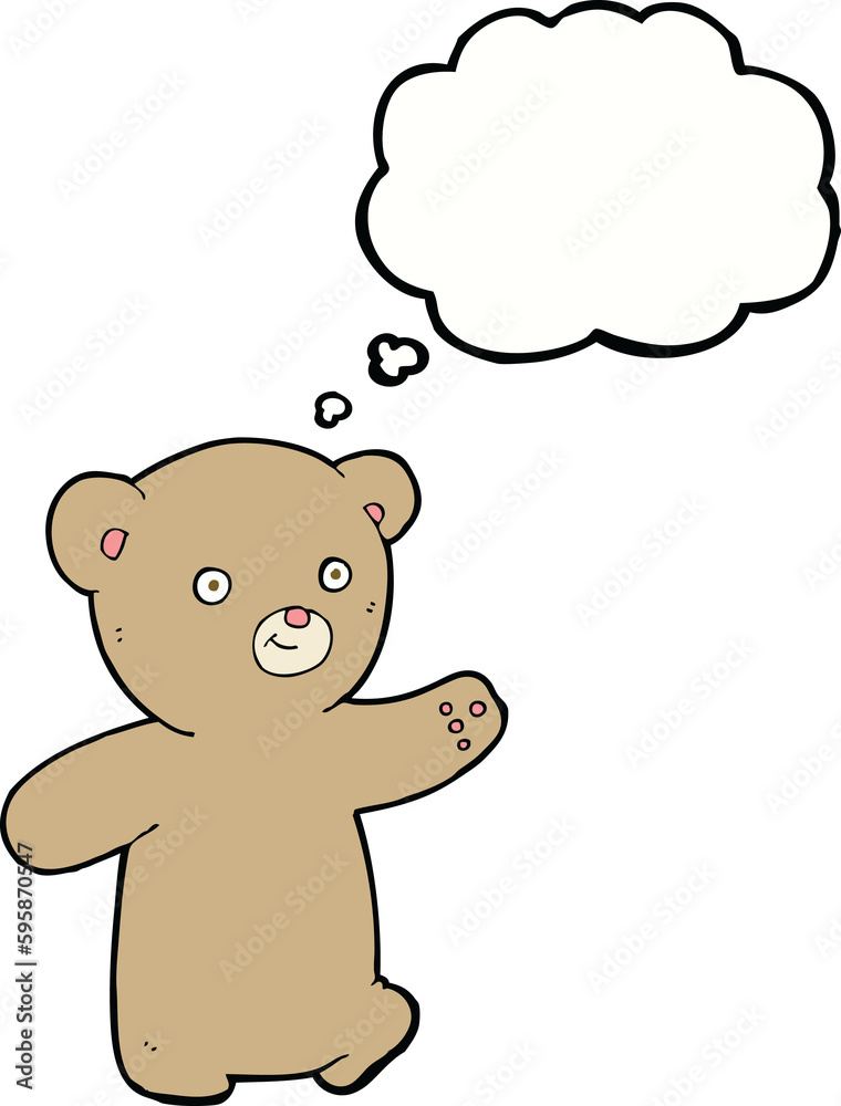 cartoon teddy bear with thought bubble