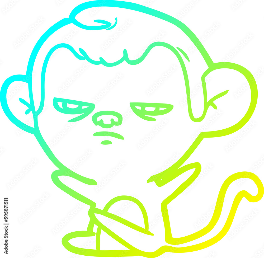 cold gradient line drawing of a cartoon monkey cold gradient line drawing of a cartoon monkey
