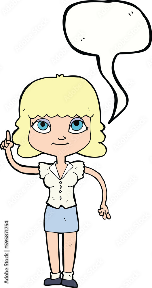 cartoon woman with idea with speech bubble cartoon woman with idea with speech bubble