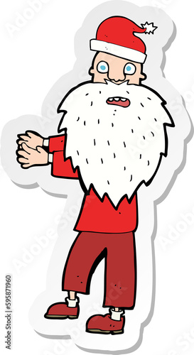 sticker of a cartoon man in santa hat