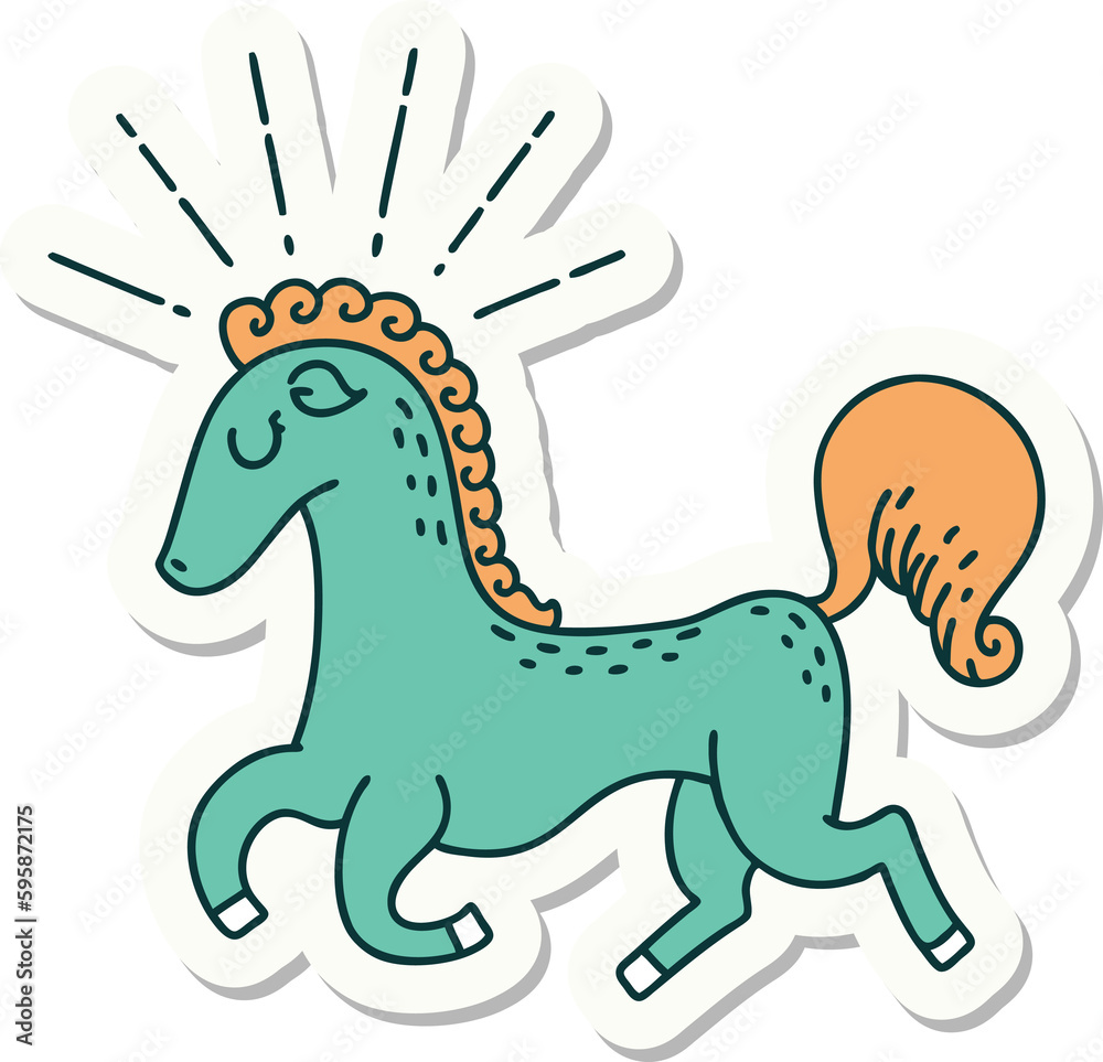 Fototapeta premium sticker of a tattoo style prancing stallion