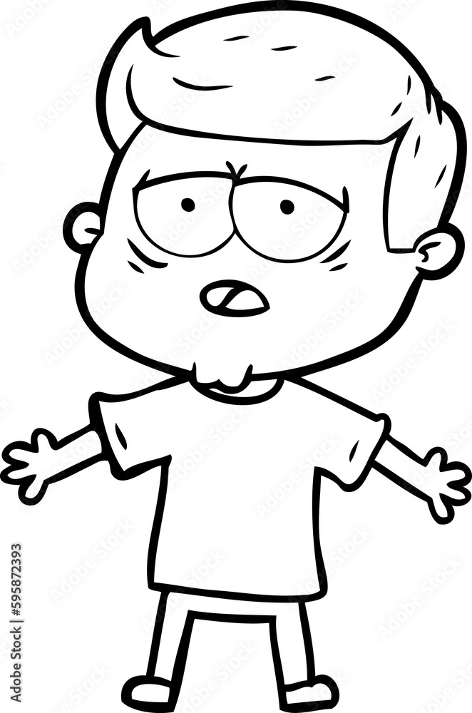 cartoon tired man