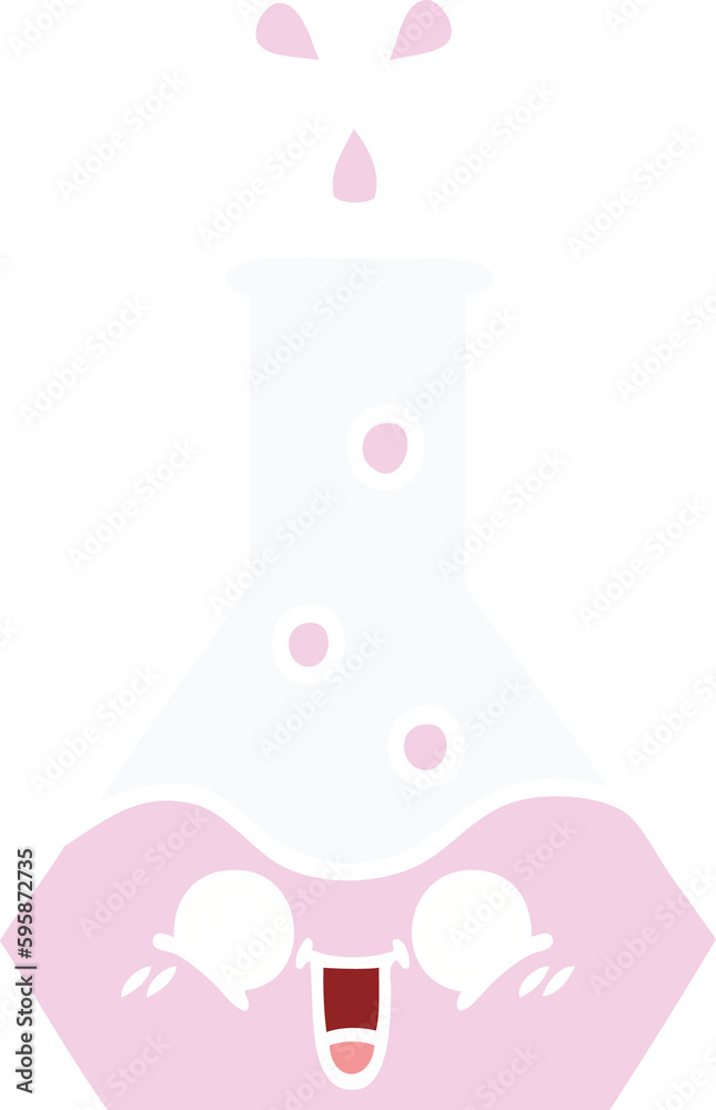 flat color retro cartoon of a science beaker flat color retro cartoon of a science beaker