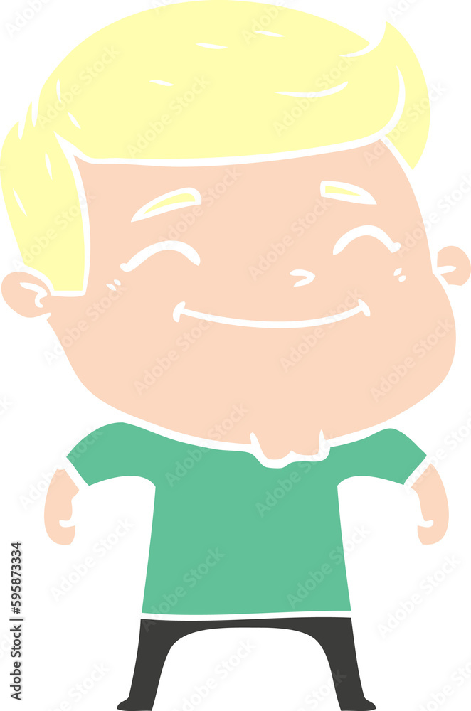 happy flat color style cartoon man