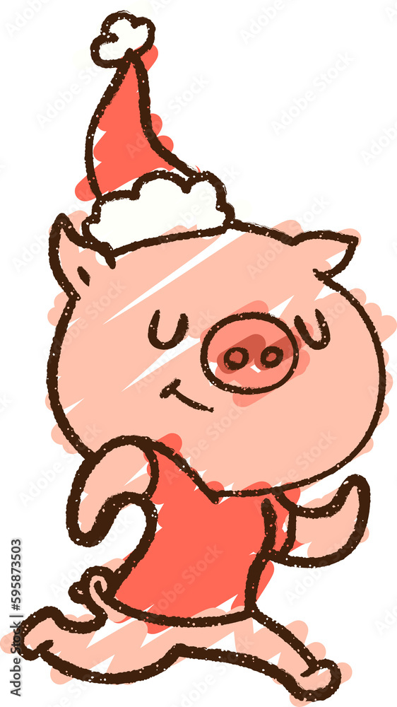 Festive Pig Chalk Drawing Festive Pig Chalk Drawing