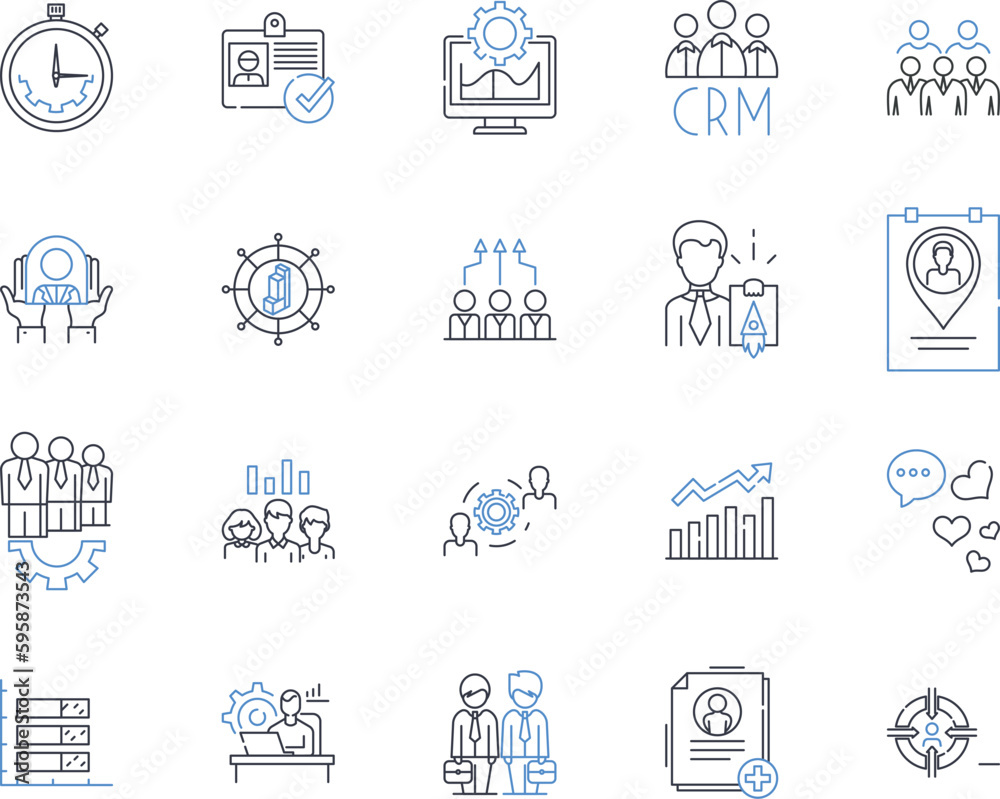 Group cohesion line icons collection. Unity, Solidarity, Collaboration, Harmony, Trust, Support, Bonding vector and linear illustration. Connection,Commitment,Togetherness outline signs set