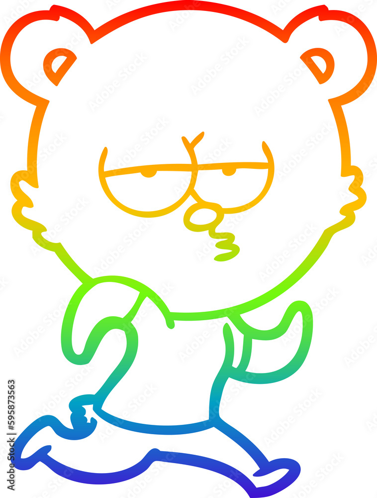 rainbow gradient line drawing of a bored polar bear running cartoon rainbow gradient line drawing of a bored polar bear running cartoon