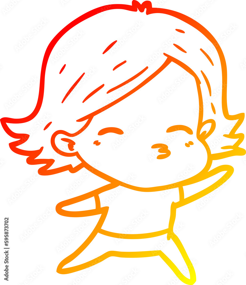 warm gradient line drawing of a cartoon woman warm gradient line drawing of a cartoon woman
