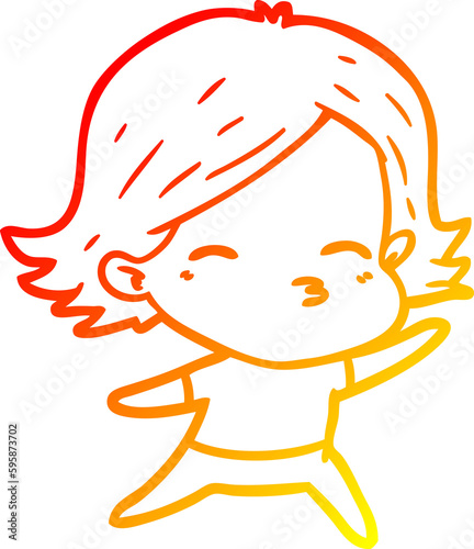 warm gradient line drawing of a cartoon woman