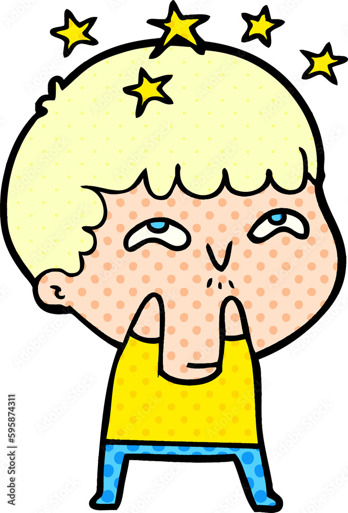 Fototapeta premium cartoon amazed boy