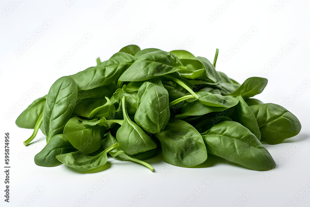 Fresh spinach leaves on a white background Fresh spinach leaves on a white background