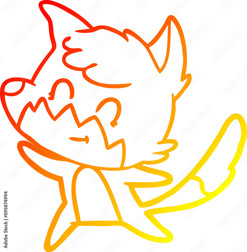 warm gradient line drawing of a cartoon friendly fox warm gradient line drawing of a cartoon friendly fox