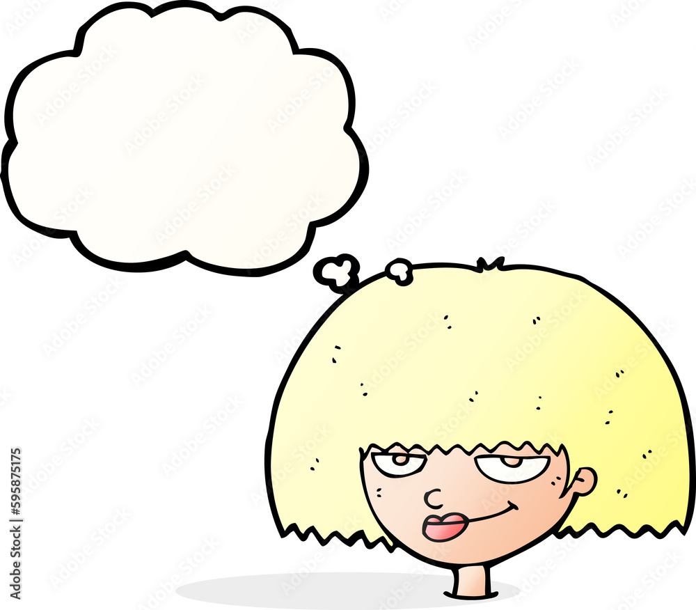 cartoon mean female face with thought bubble cartoon mean female face with thought bubble