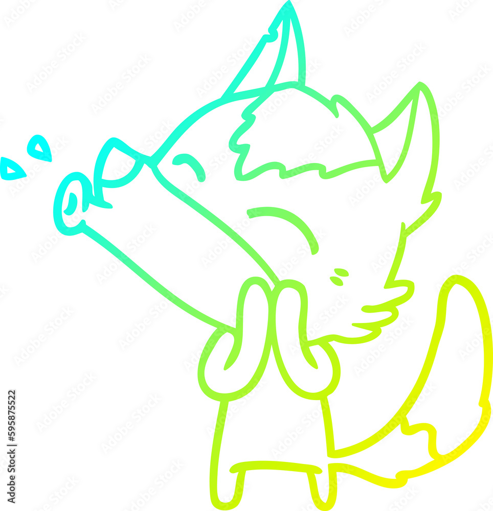cold gradient line drawing of a howling wolf cartoon cold gradient line drawing of a howling wolf cartoon