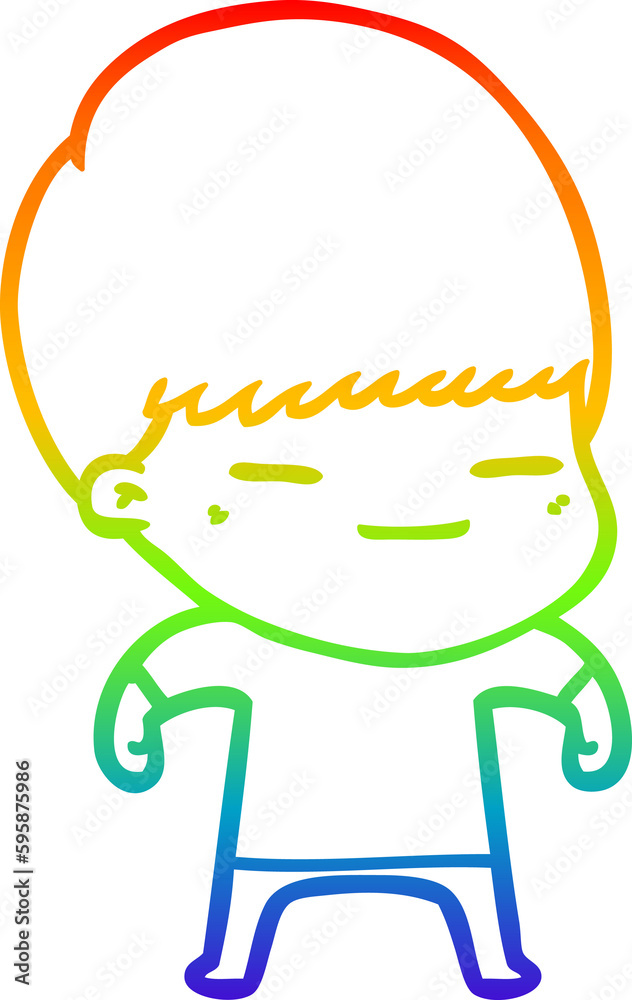 rainbow gradient line drawing of a cartoon smug boy rainbow gradient line drawing of a cartoon smug boy