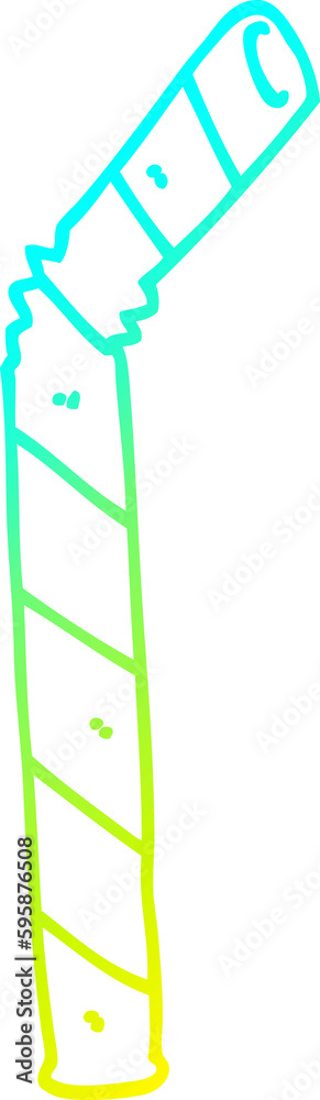 cold gradient line drawing of a cartoon straw