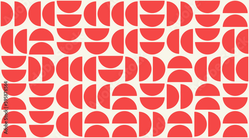 Geometric pattern background, vector abstract contemporary multicolored trendy pattern. Seamless red circle background. Modern op-art