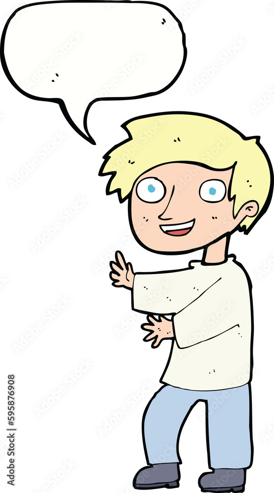 cartoon excited boy with speech bubble cartoon excited boy with speech bubble