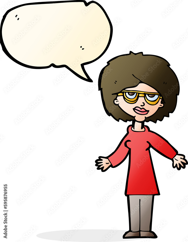 cartoon woman wearing glasses with speech bubble cartoon woman wearing glasses with speech bubble