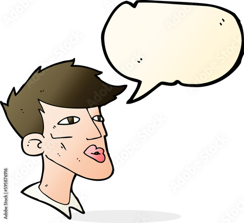 cartoon male model guy with speech bubble