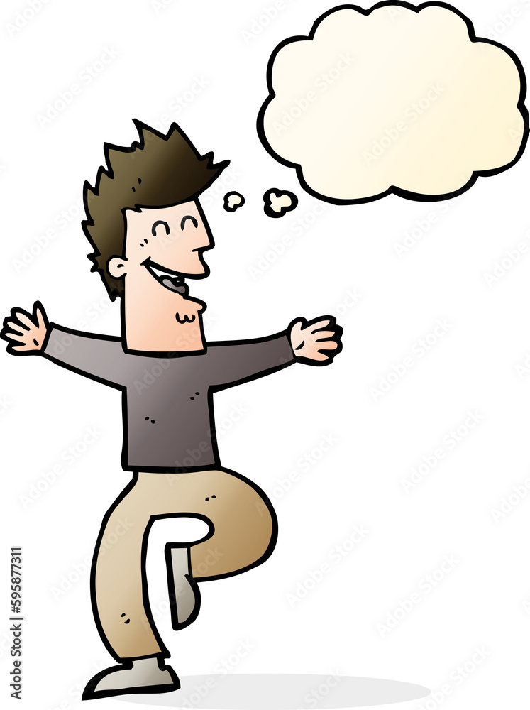 cartoon laughing man with thought bubble cartoon laughing man with thought bubble